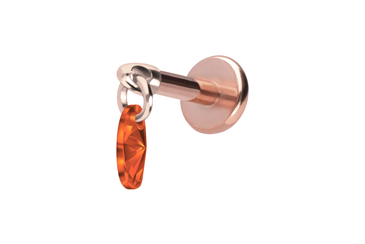 Titan Labret Piercing mit Push Fit KRISTALLOVAL